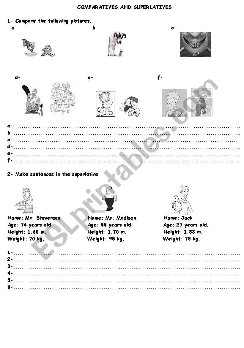 Comparative and superlative worksheet