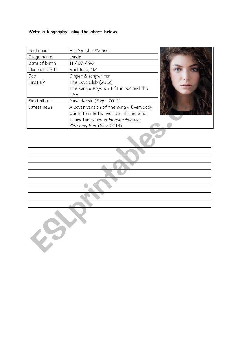 Royals - Lorde worksheet