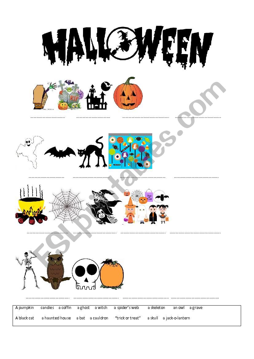 Halloween vocabulary worksheet