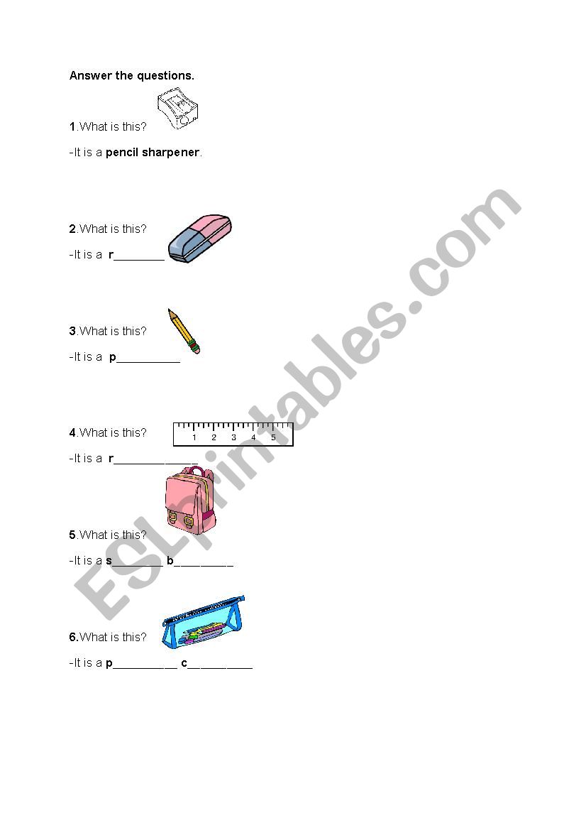 classroom objects worksheet