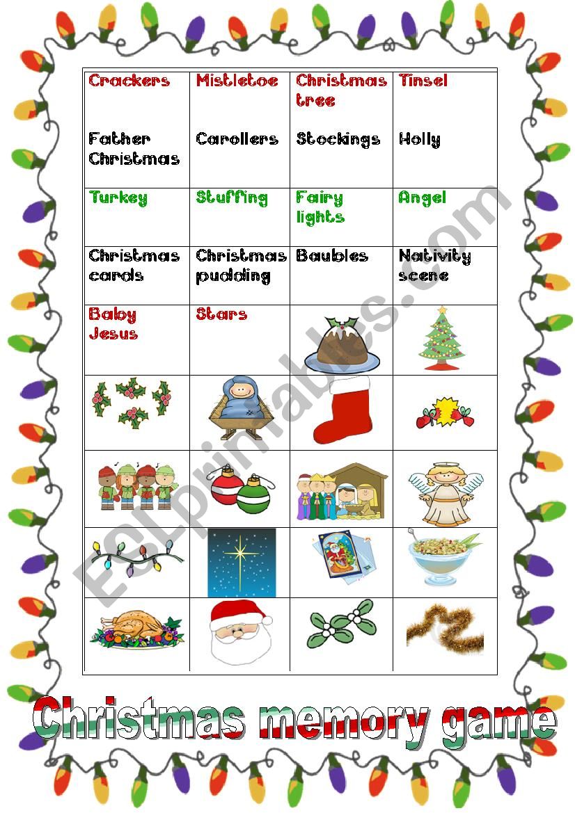 Christmas Memory Game *** ESL worksheet by marta veiga
