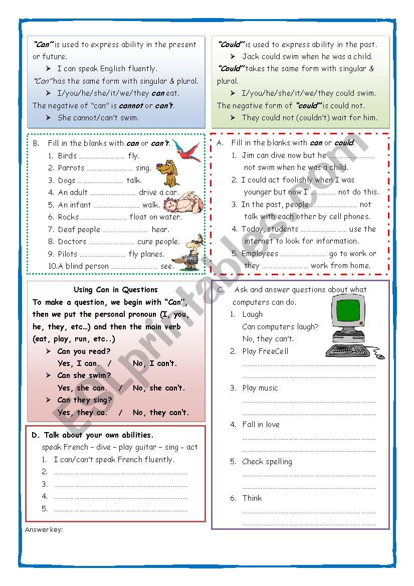 CAN/COULD worksheet
