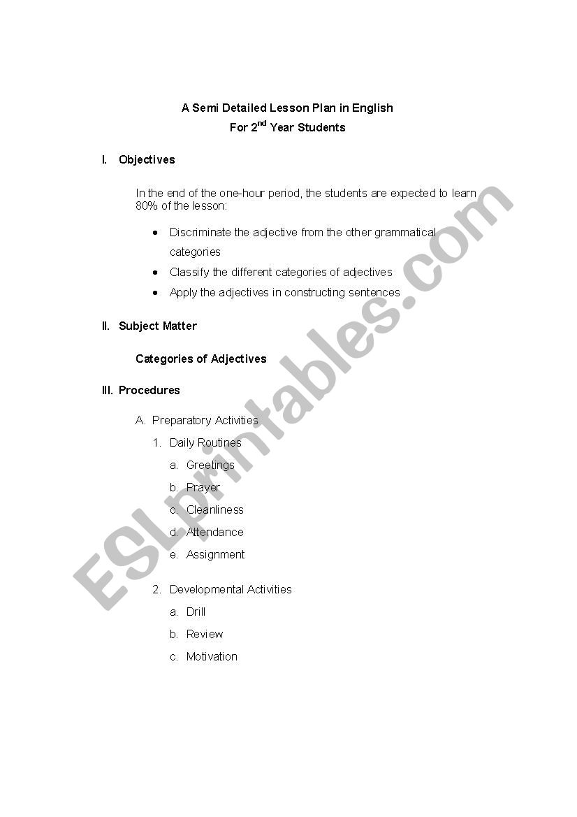Adjectives worksheet