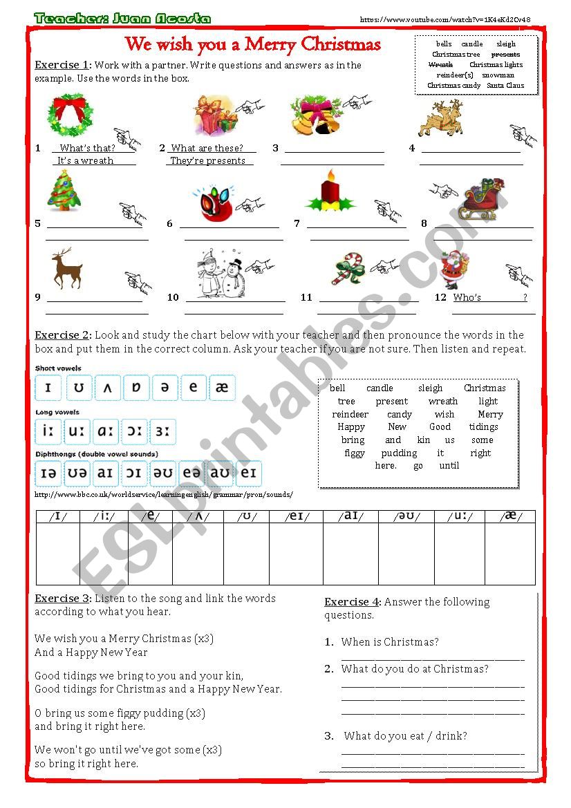 we wish a merry christmas worksheet