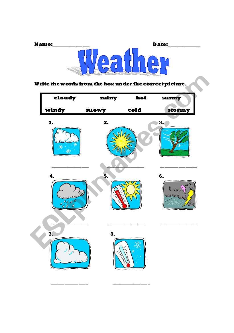 Weather worksheet