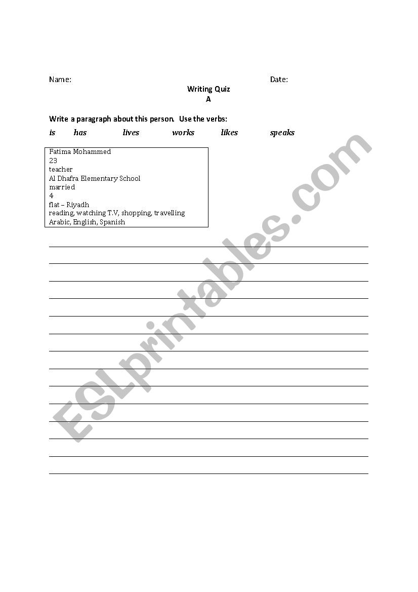 Basic information Paragraph worksheet