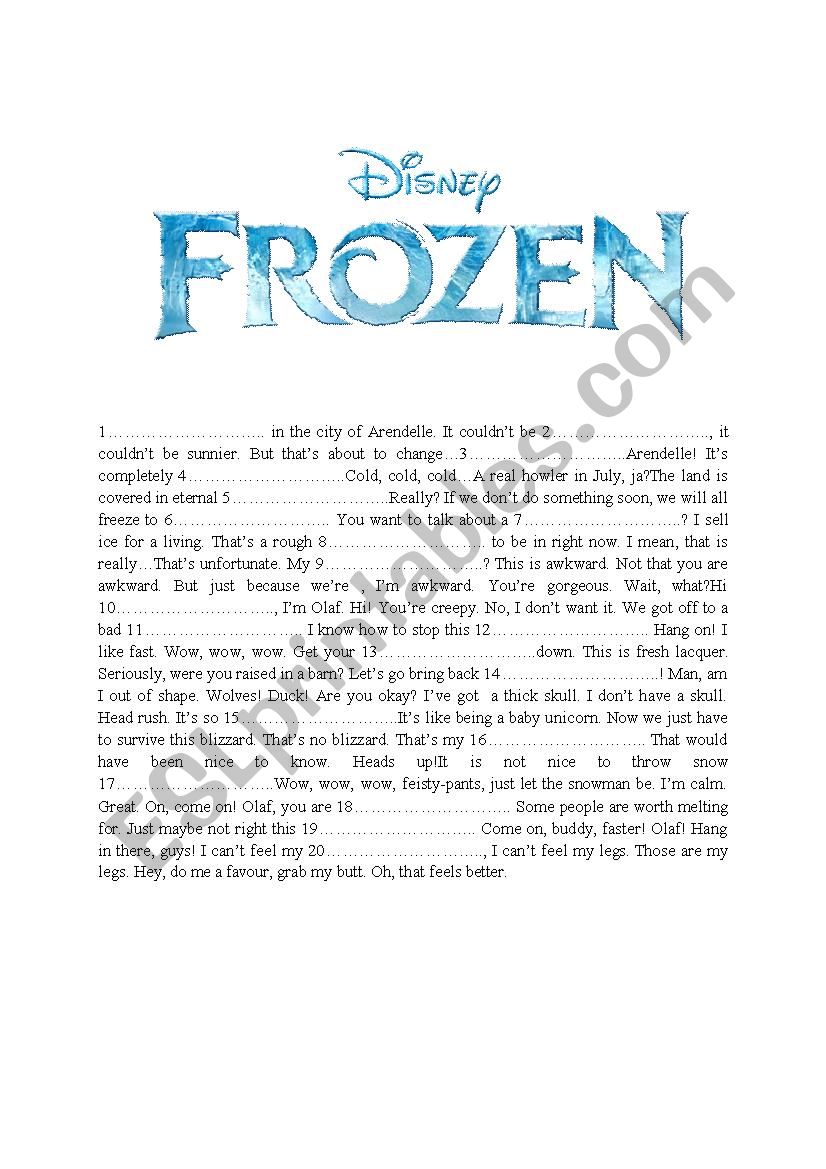 Frozen Trailer - listening worksheet