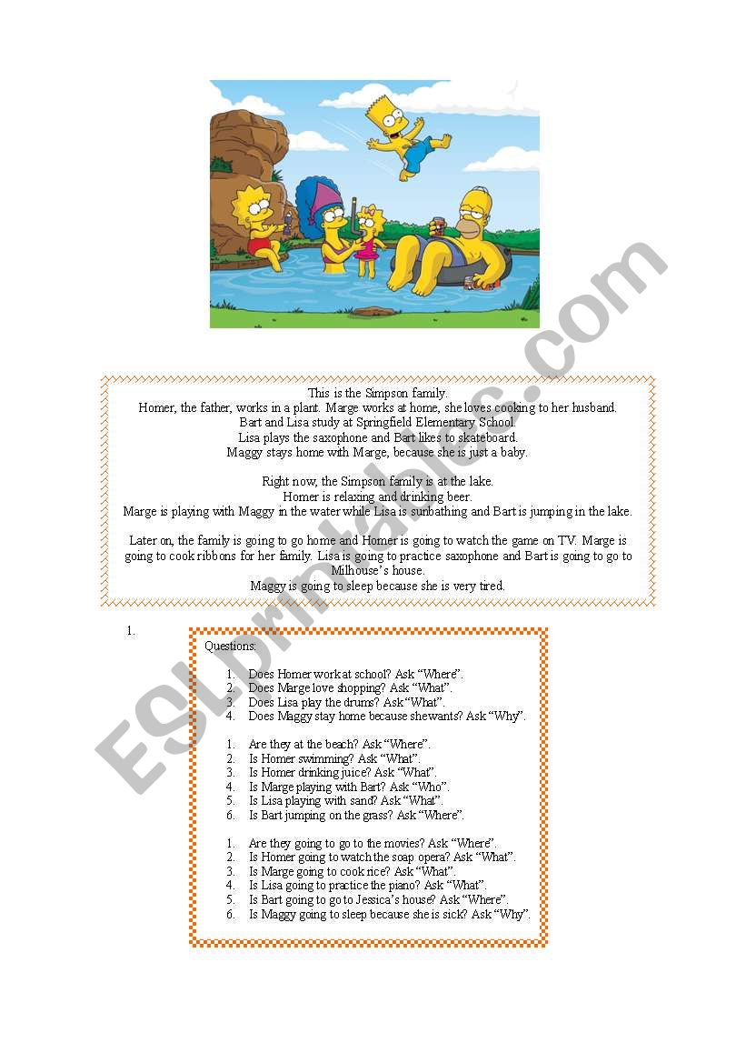 The simpson family worksheet