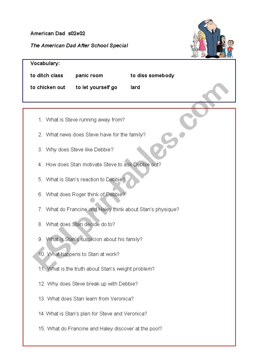 American Dad s02e02 video worksheet