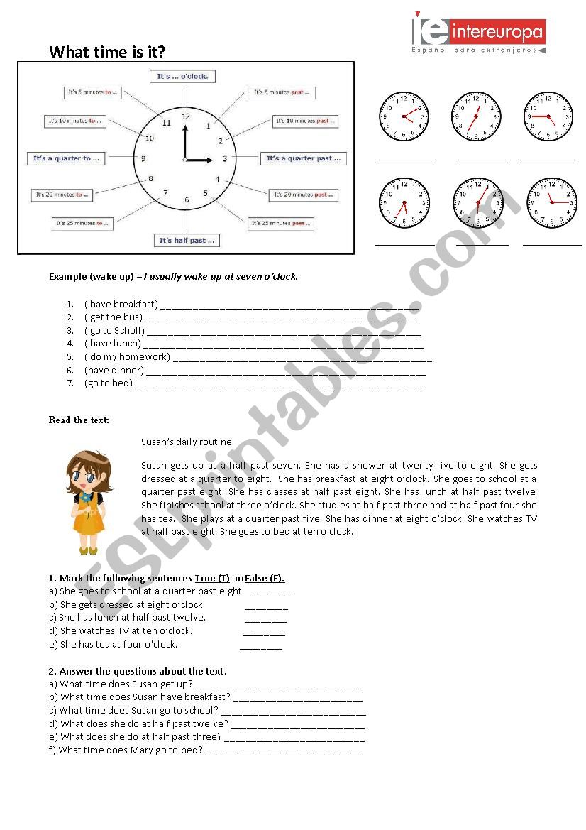 What time is it? worksheet