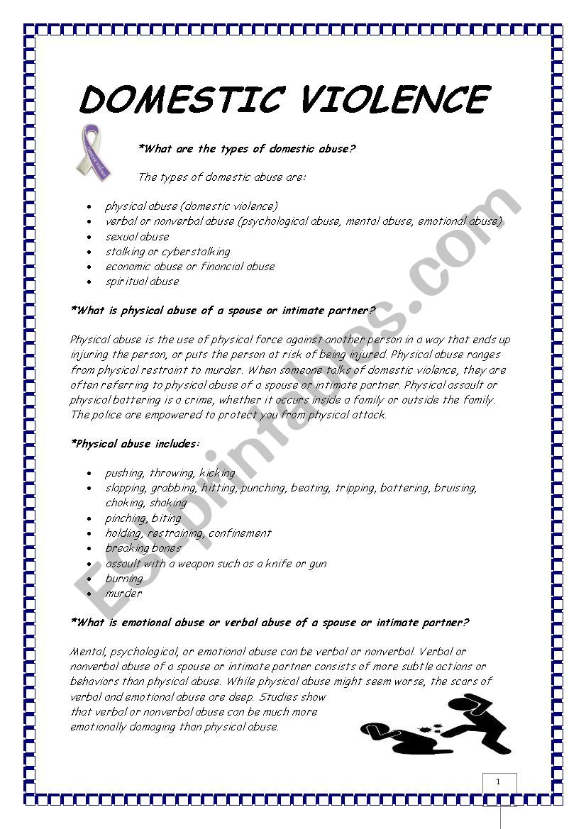 Domestic violence worksheet