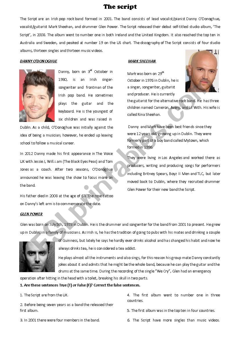 The Script: Biography + song Superheroes