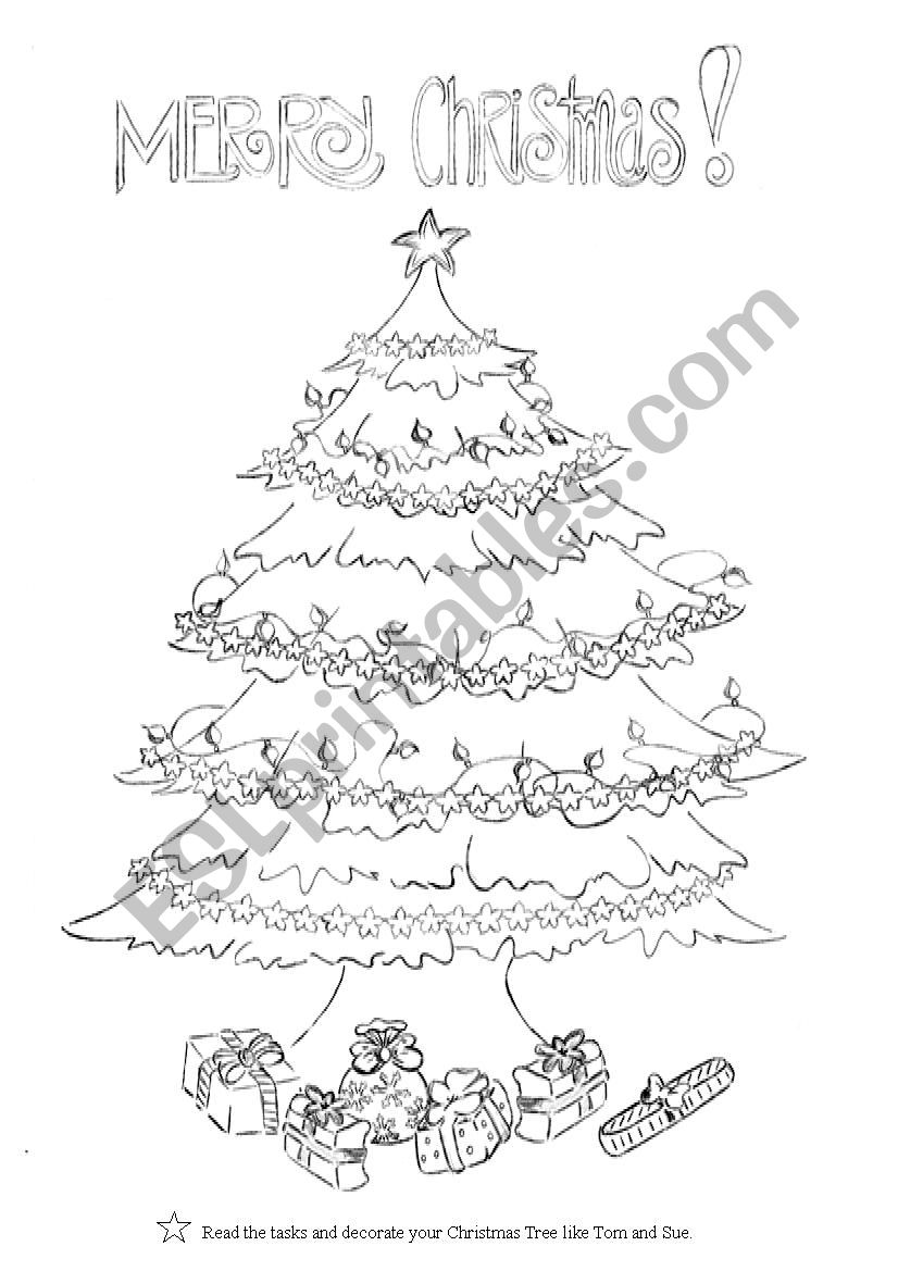 Christmas Tree and Maths worksheet