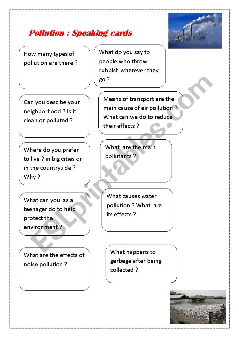 speaking cards about pollution