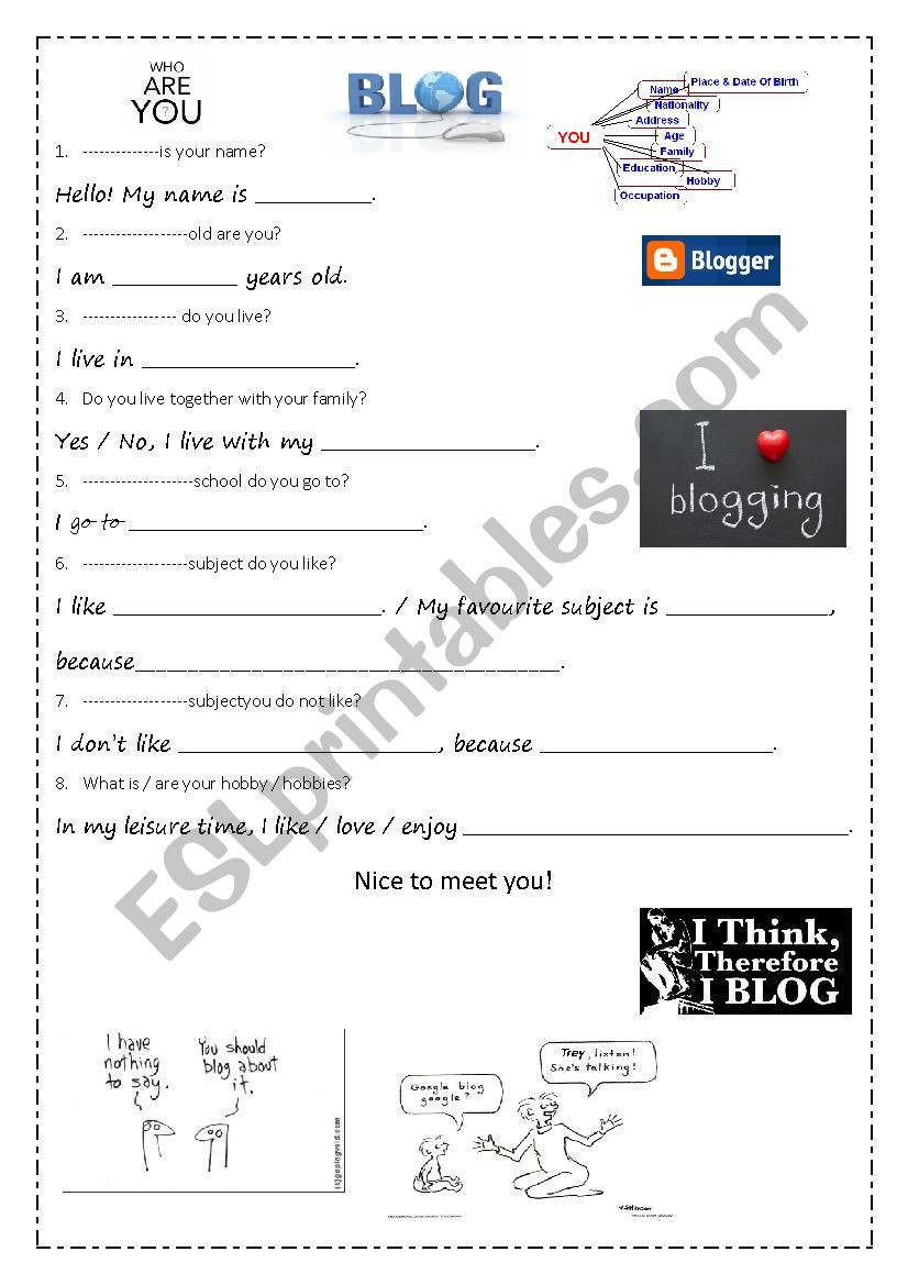 my blog worksheet