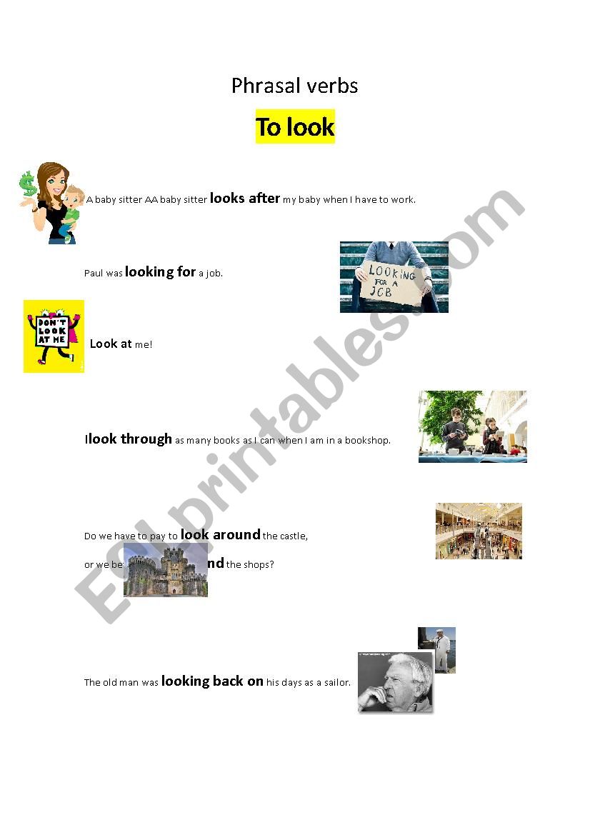 Phrasal verb TO LOOK worksheet