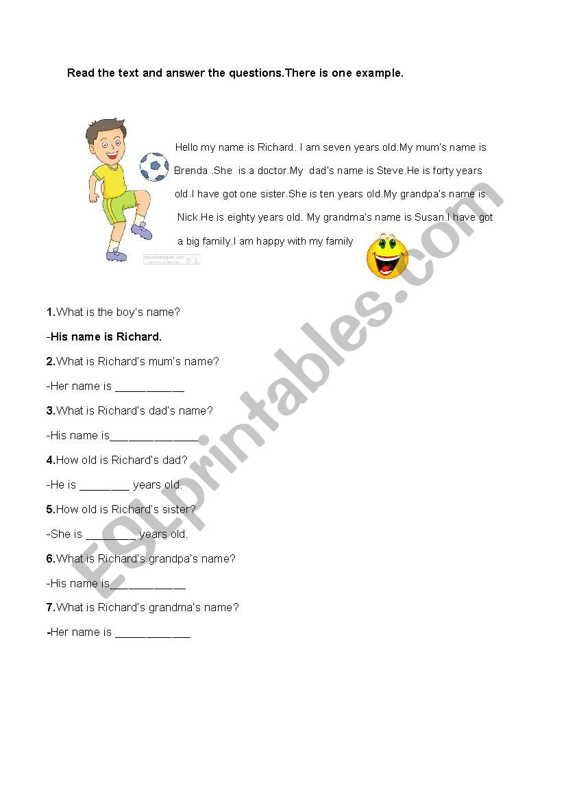 family members worksheet