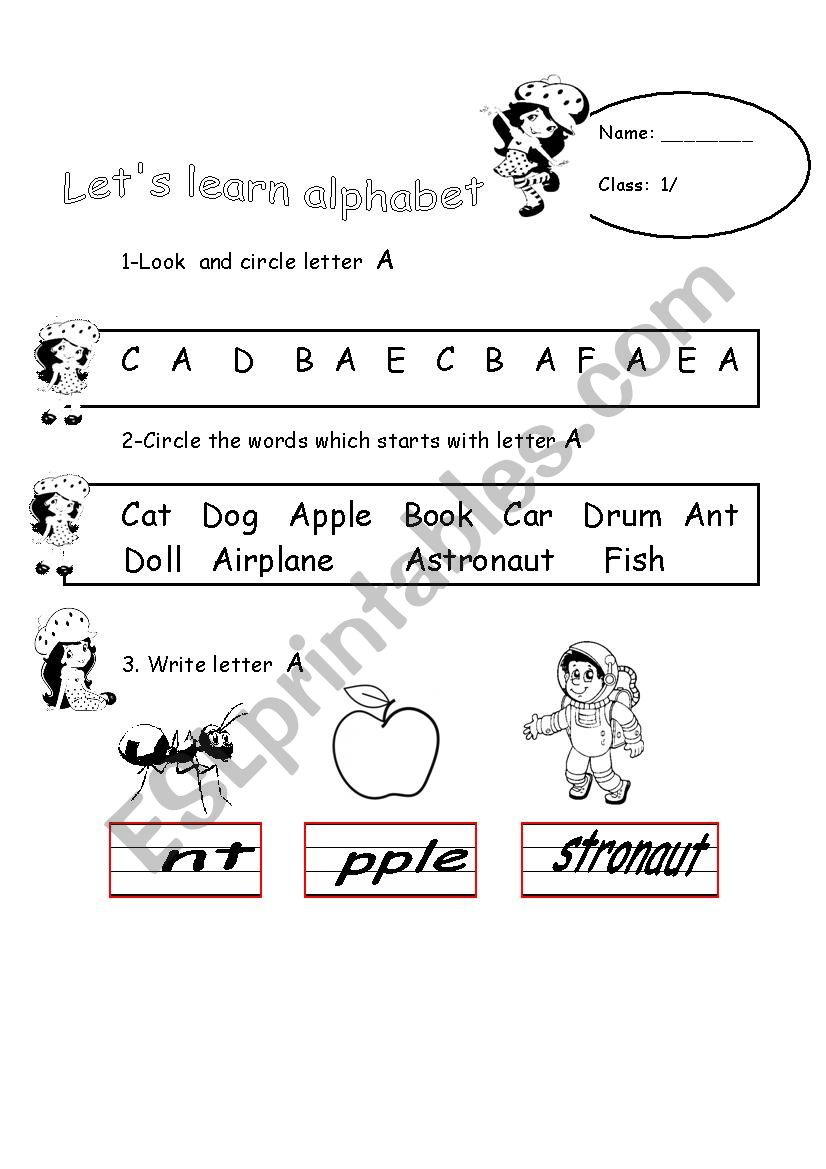 letter A worksheet