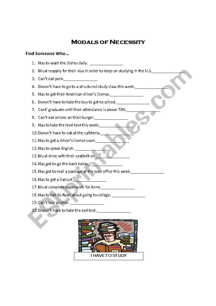 Modals Class Mixer worksheet