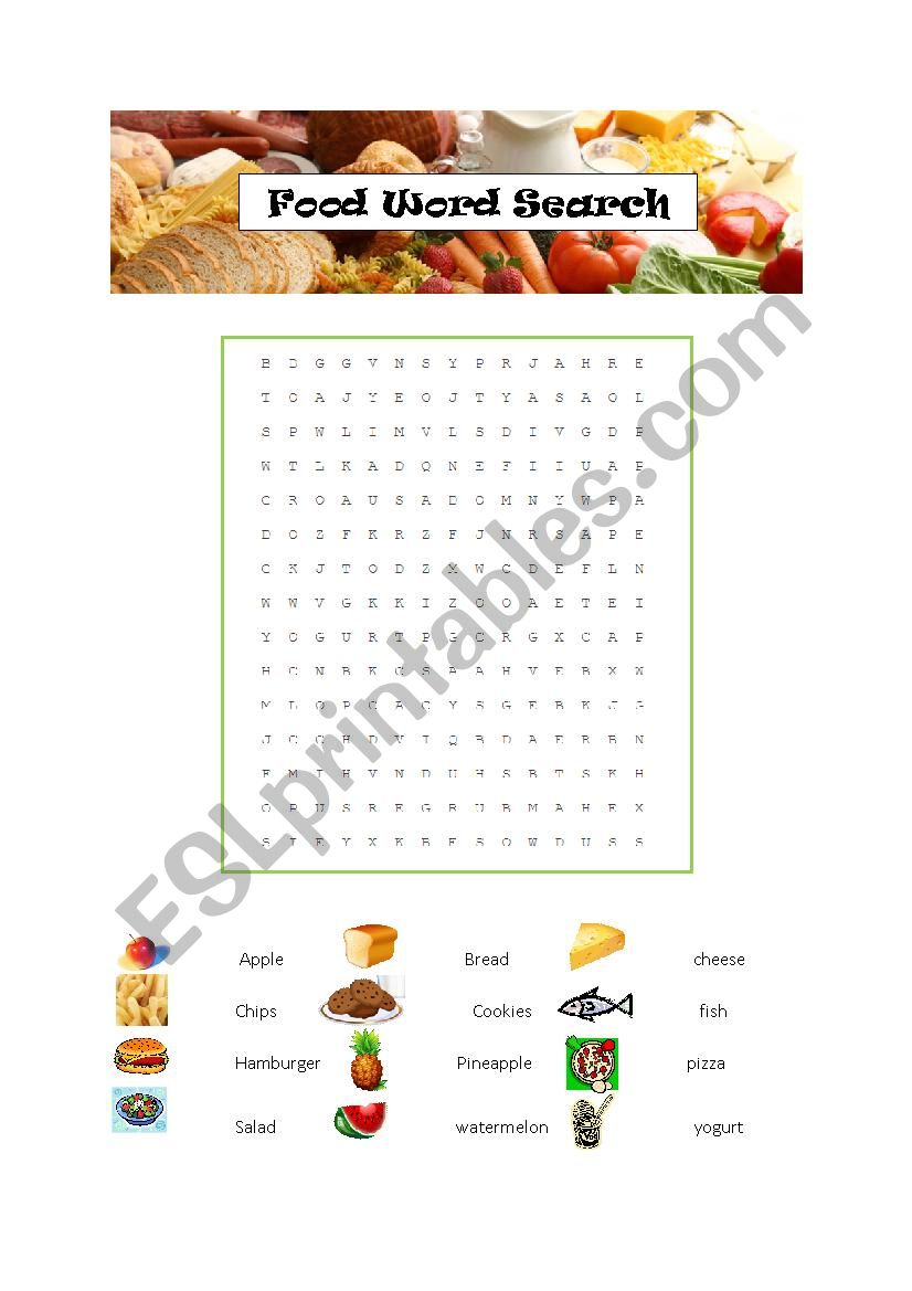 Food Word Search worksheet