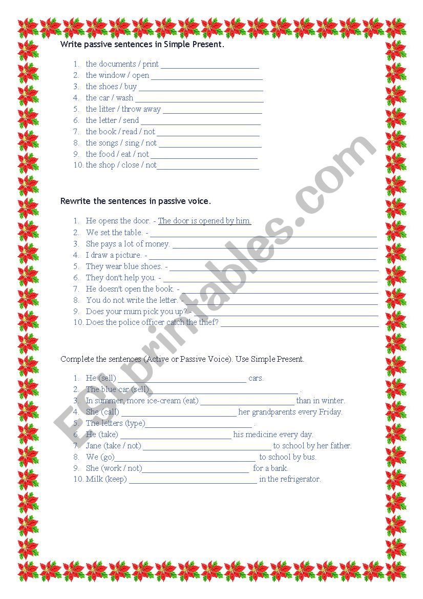 Passive voice. Present Simple worksheet