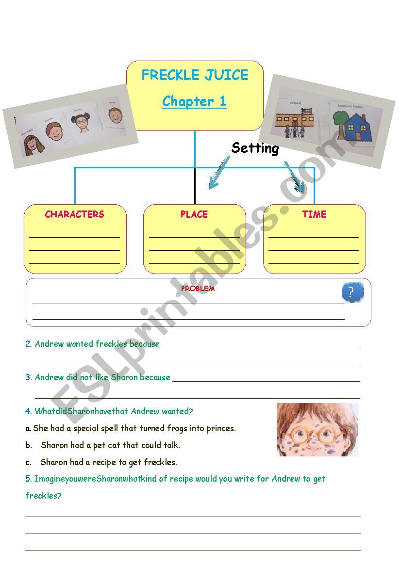 Freckle Juice Chapter 1 worksheet