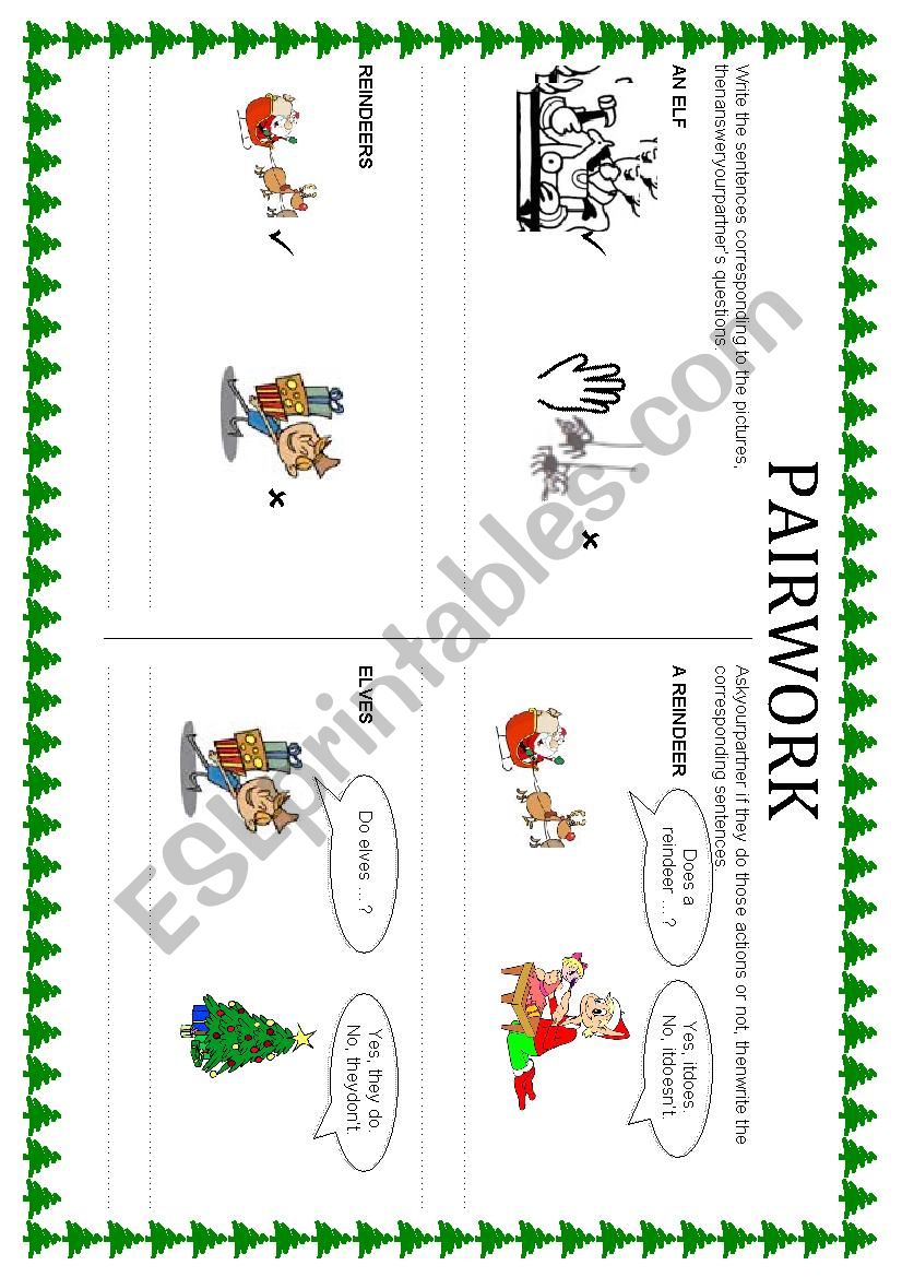 Christmas pair-work worksheet