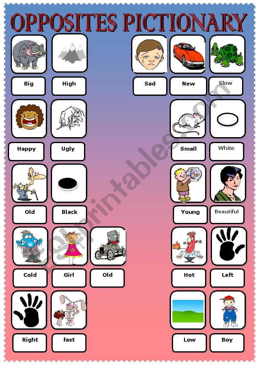 Connect the opposites worksheet