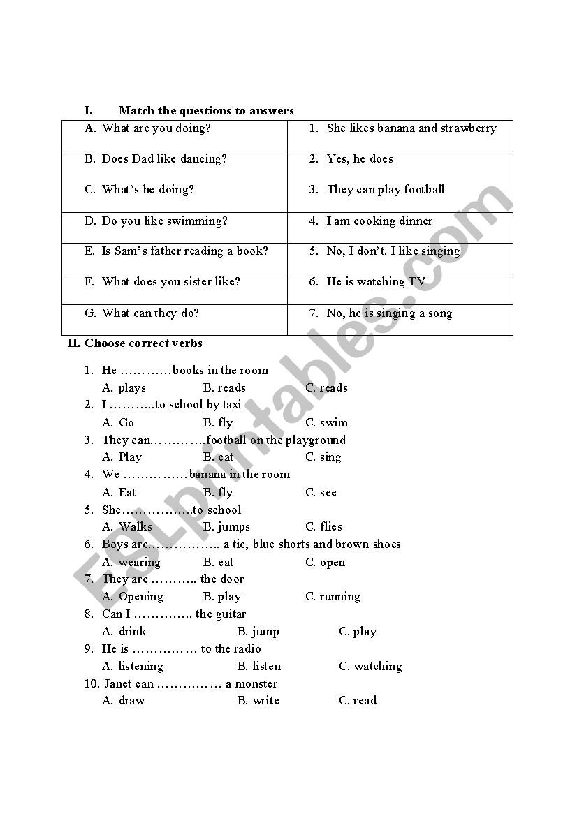 Verb practice worksheet