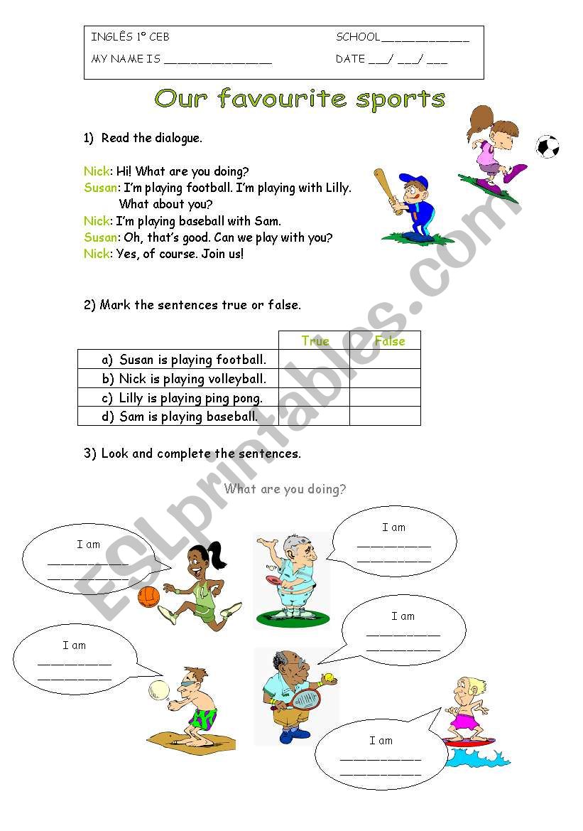 Sports worksheet