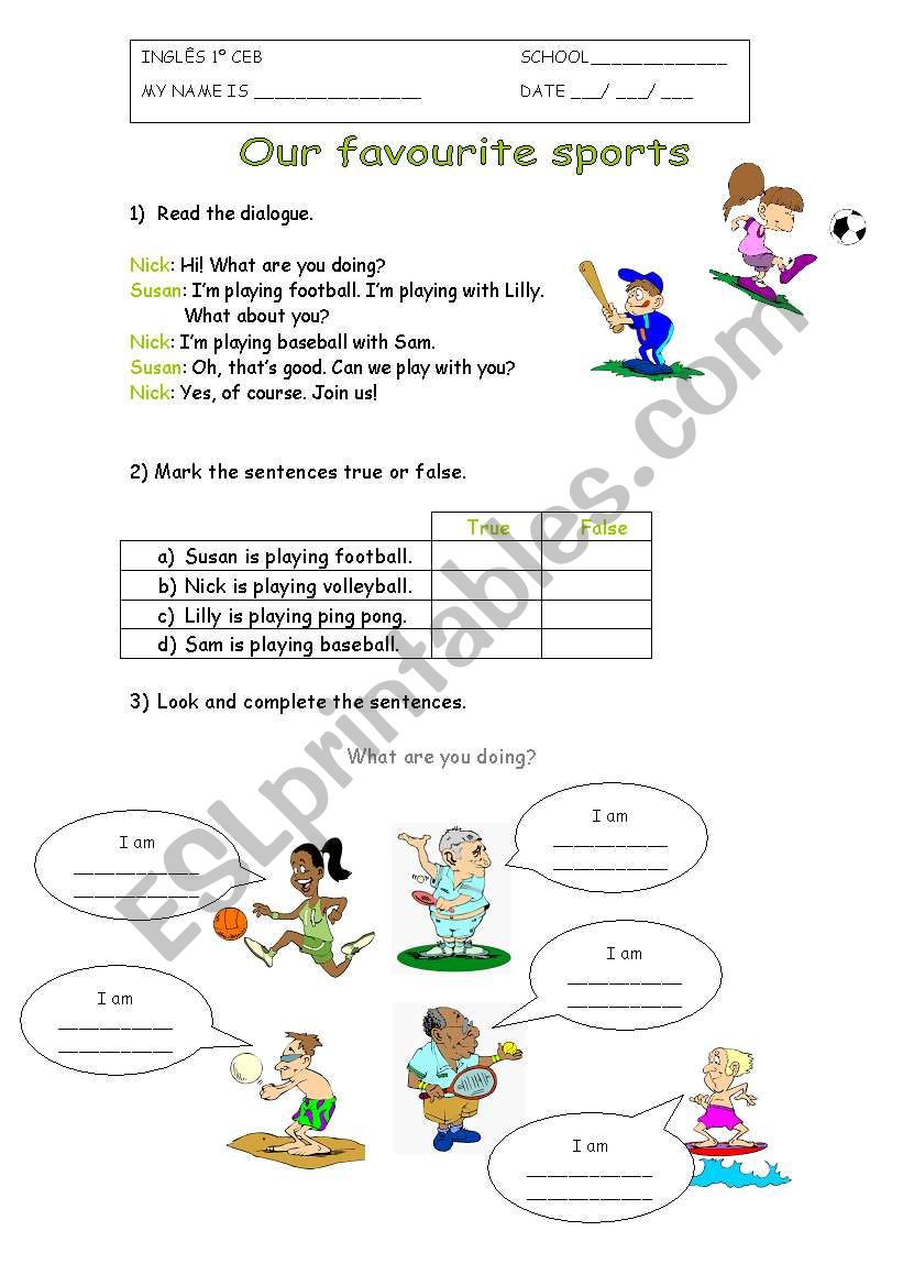 Sports worksheet