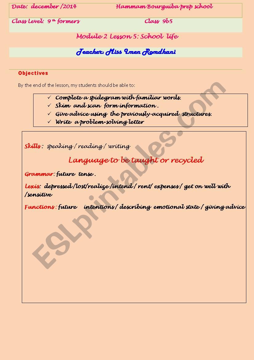 Lesson 5 / module 2 ;9th formers