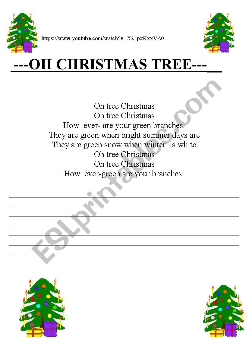 Oh Christmas Tree worksheet
