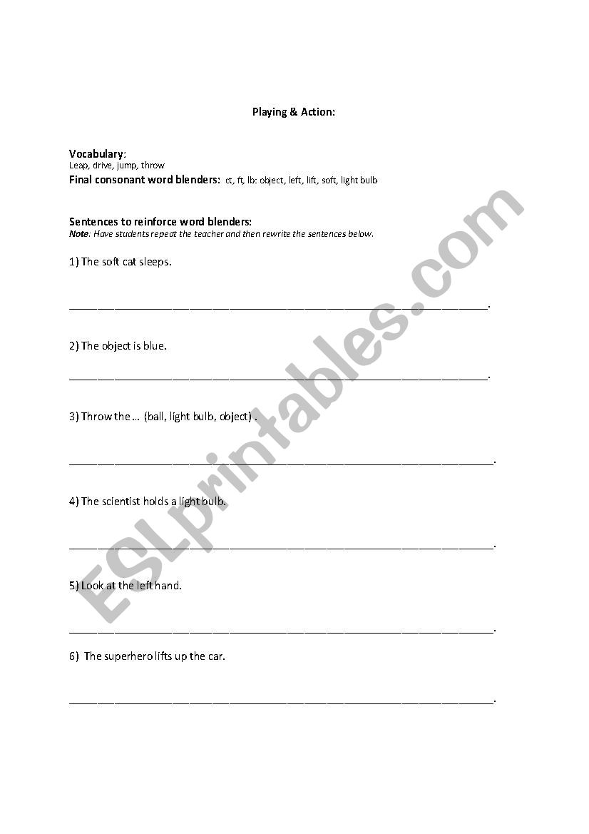 Blenders Worksheet worksheet