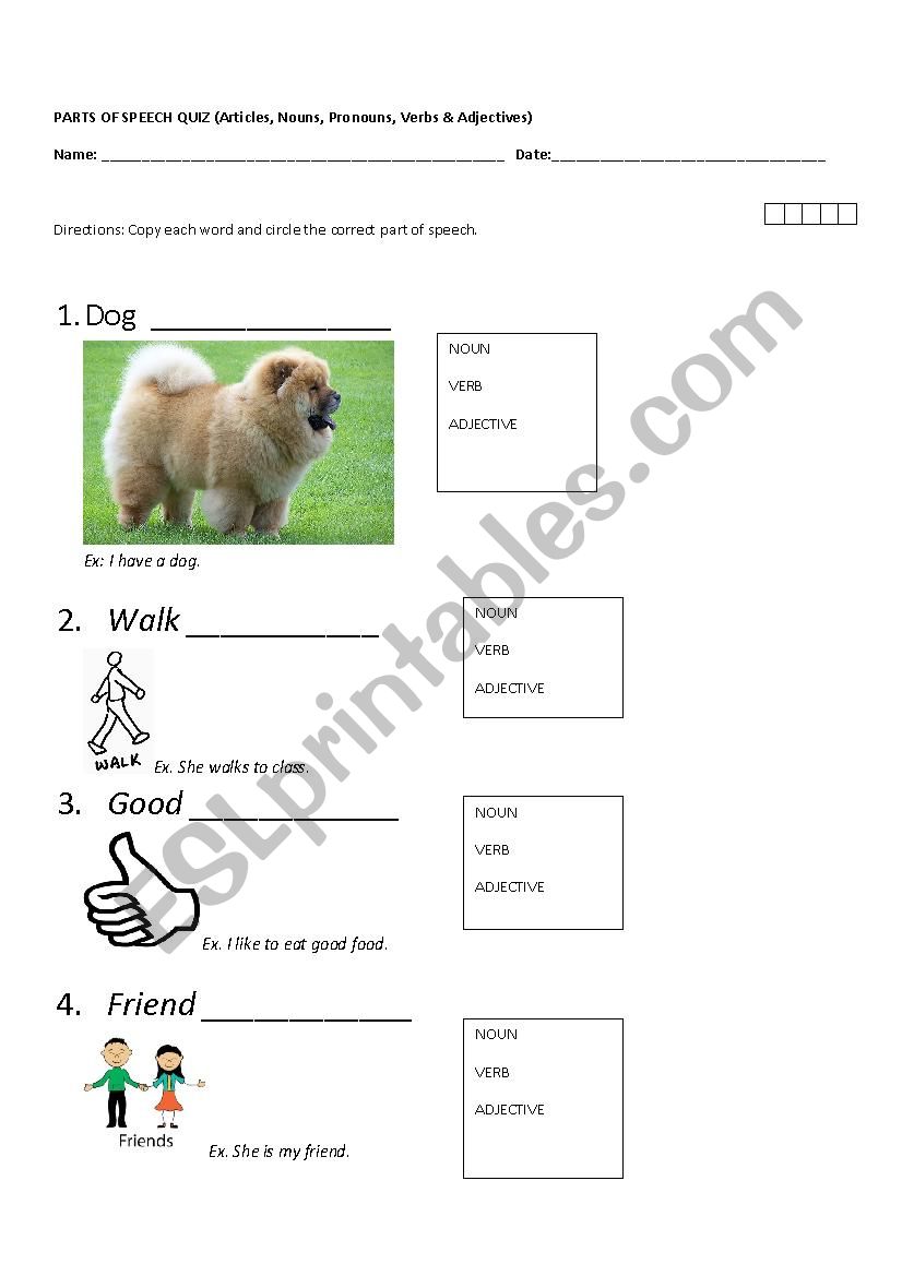 Parts of Speech for NEWCOMERS with little literacy background