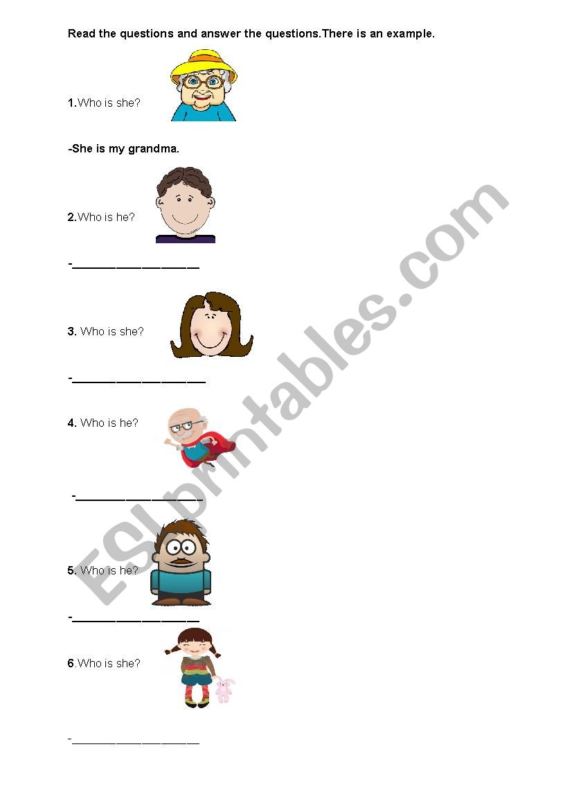 family members worksheet