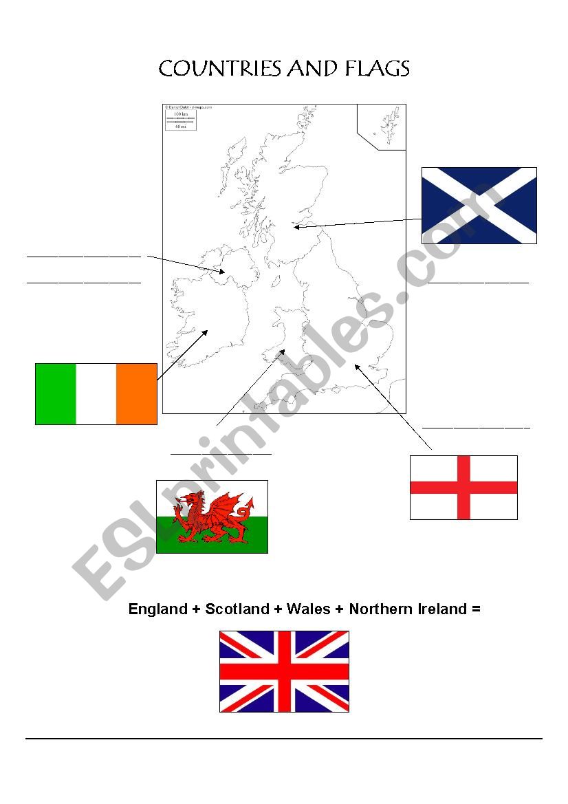 COUNTRIES AND FLAGS worksheet