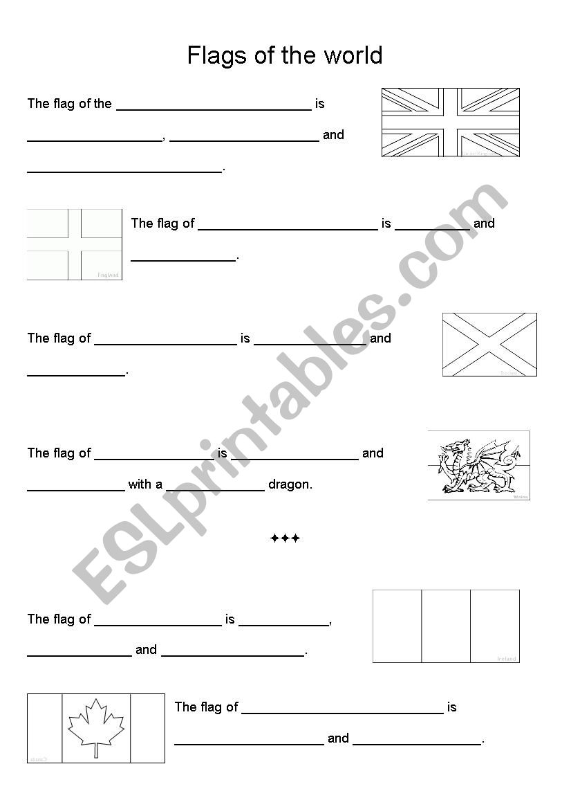 FLAGS OF THE WORLD worksheet