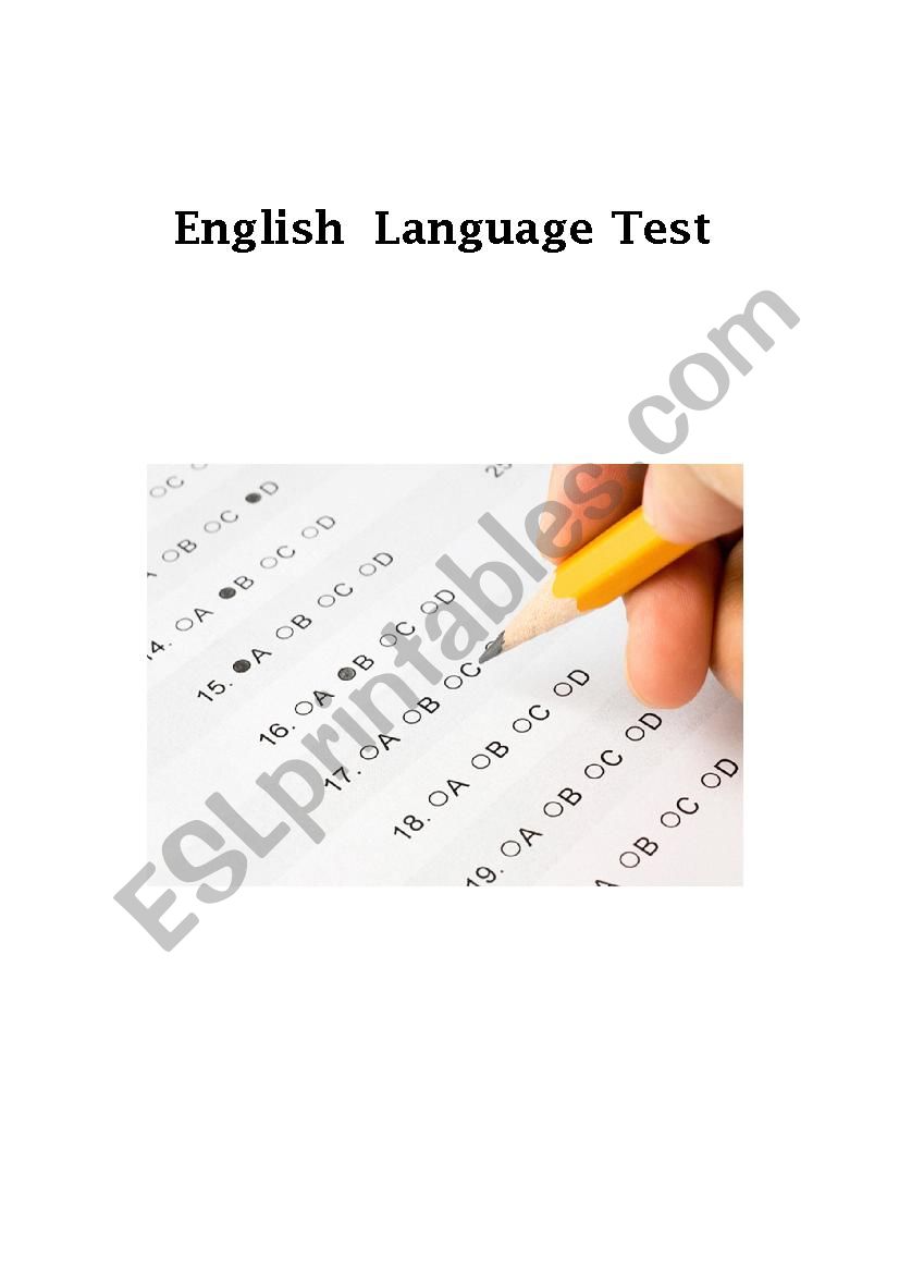 Test in English worksheet