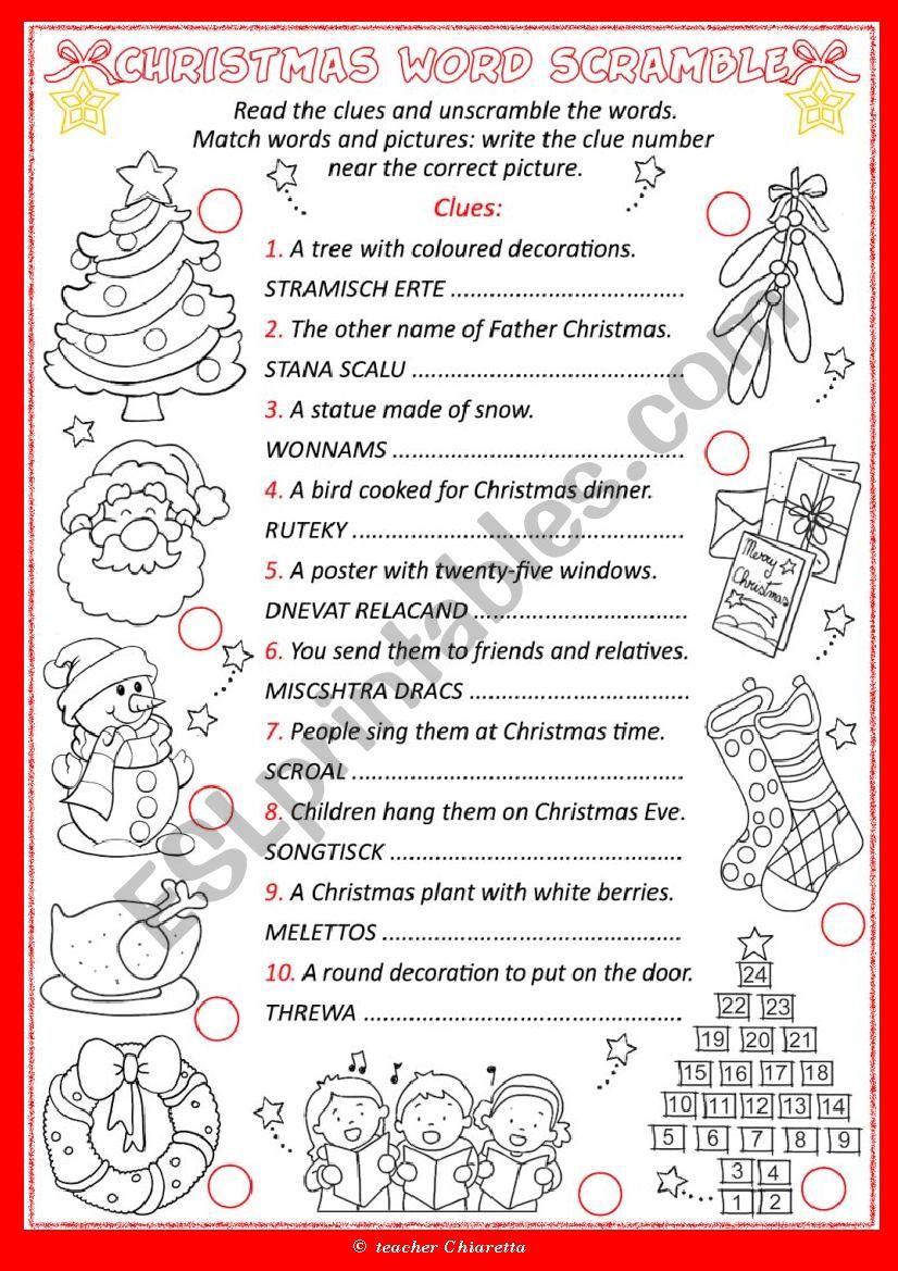 CHRISTMAS WORD SCRAMBLE worksheet