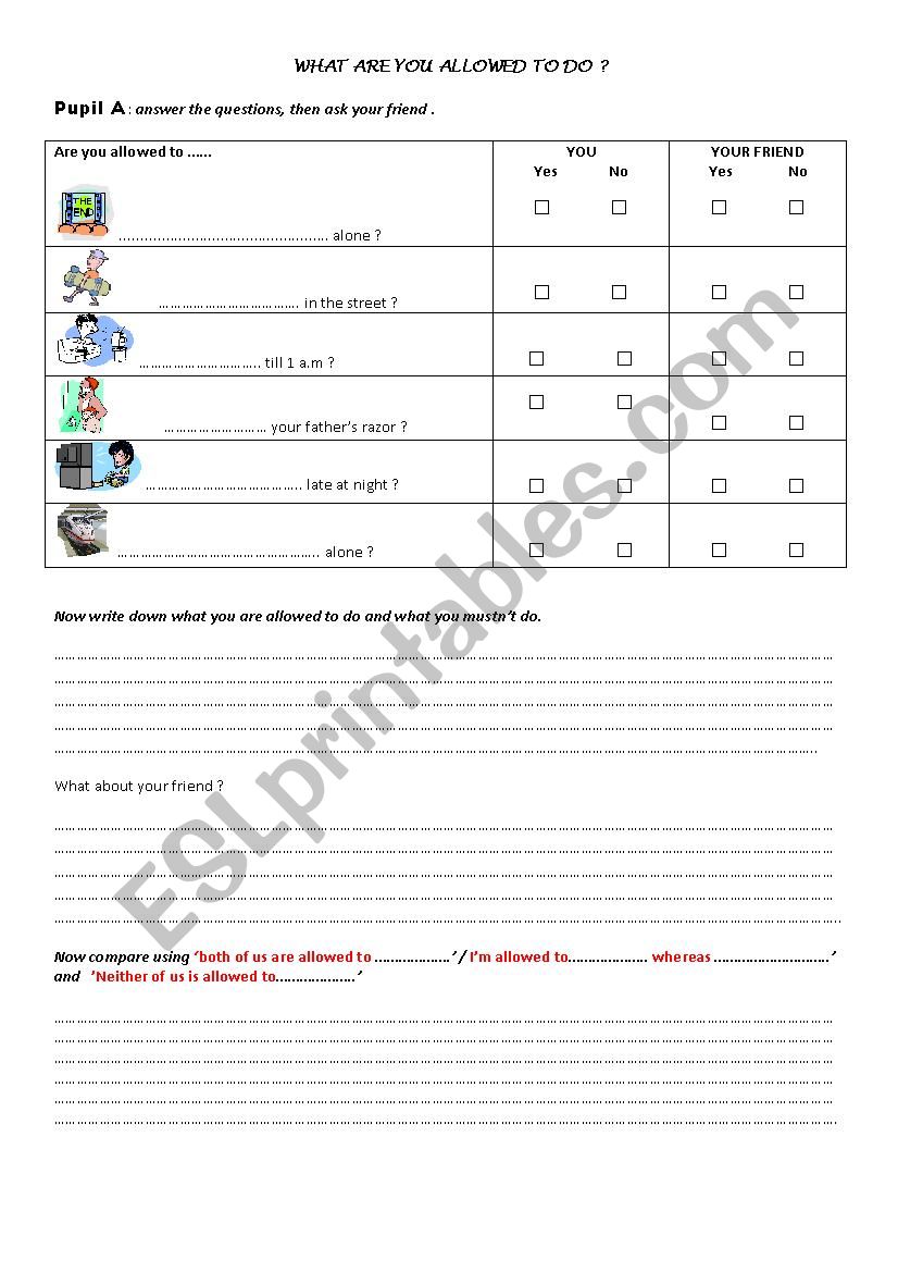 be allowed to A - ESL worksheet by mistick