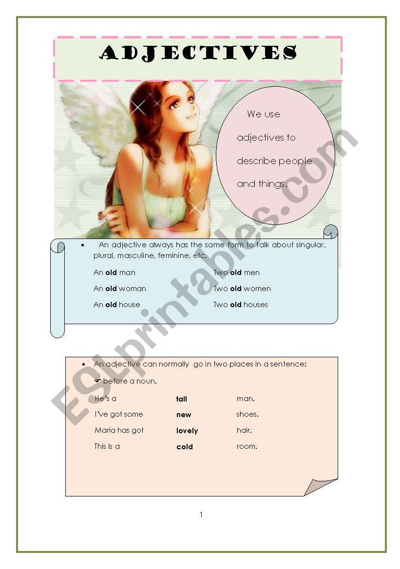 Adjectives worksheet