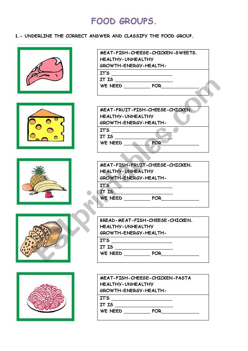 FOOD GROUPS worksheet