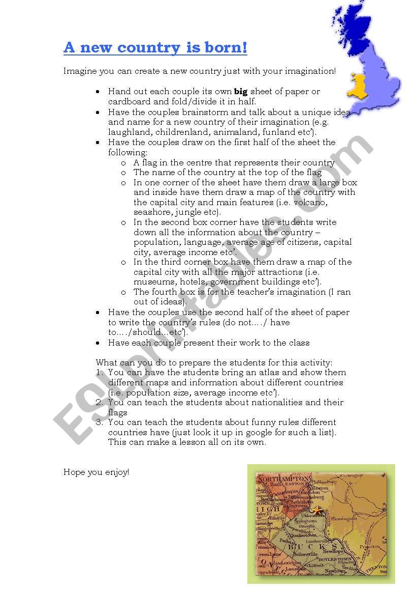 A new country is born! worksheet