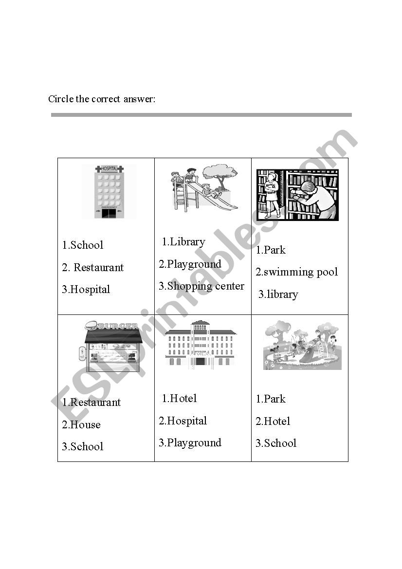 places  worksheet