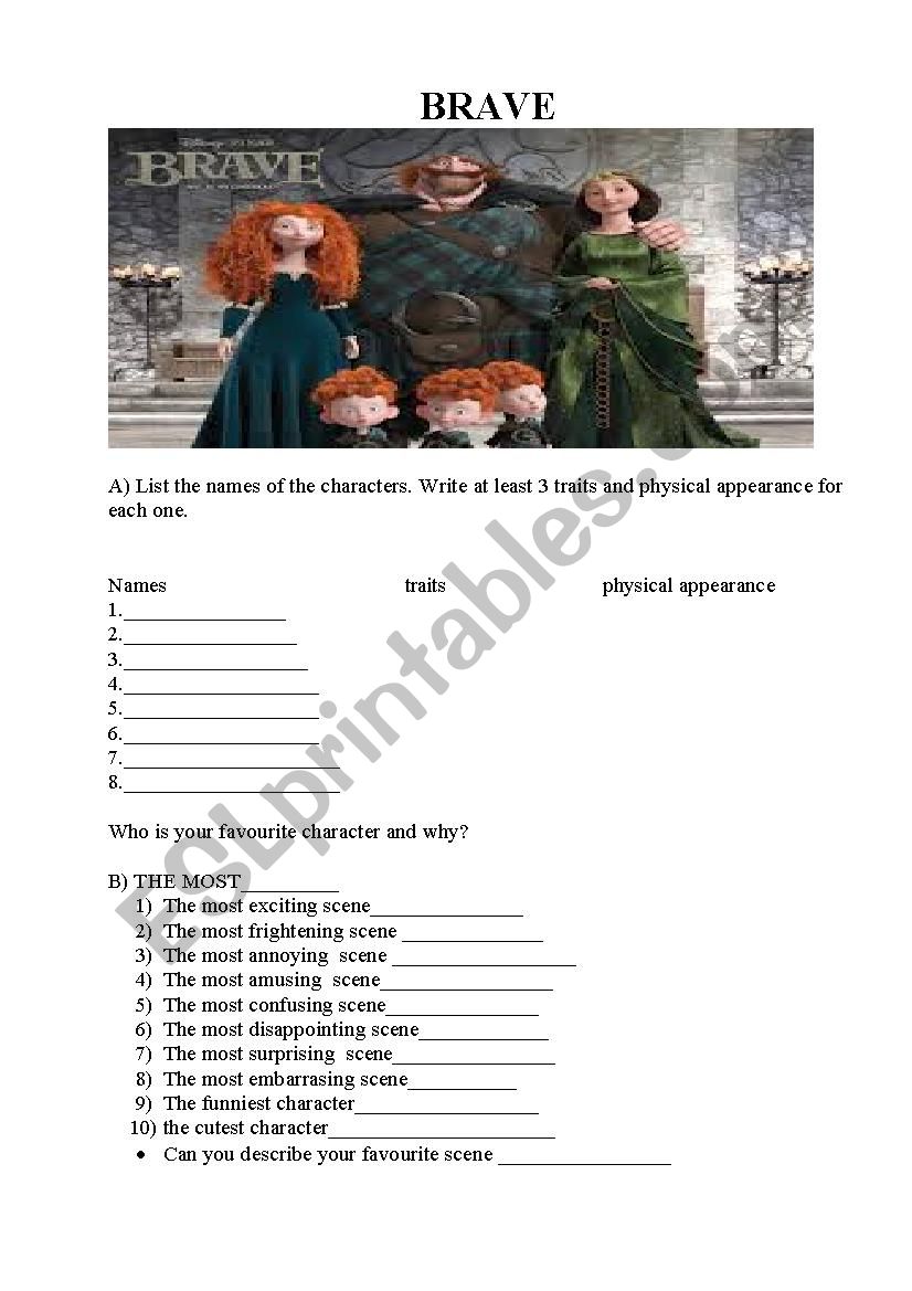 brave film worksheet