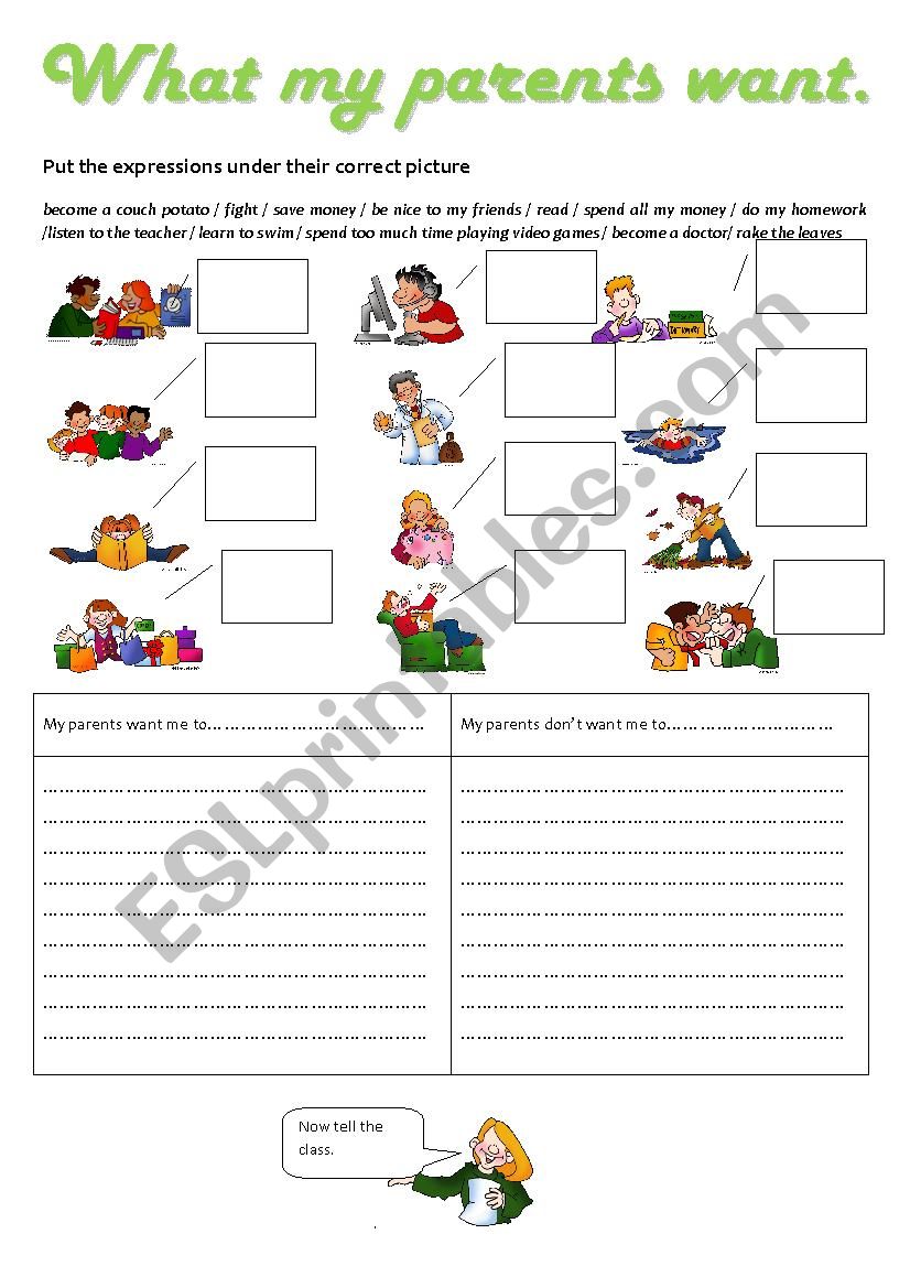 WANT ME TO... worksheet