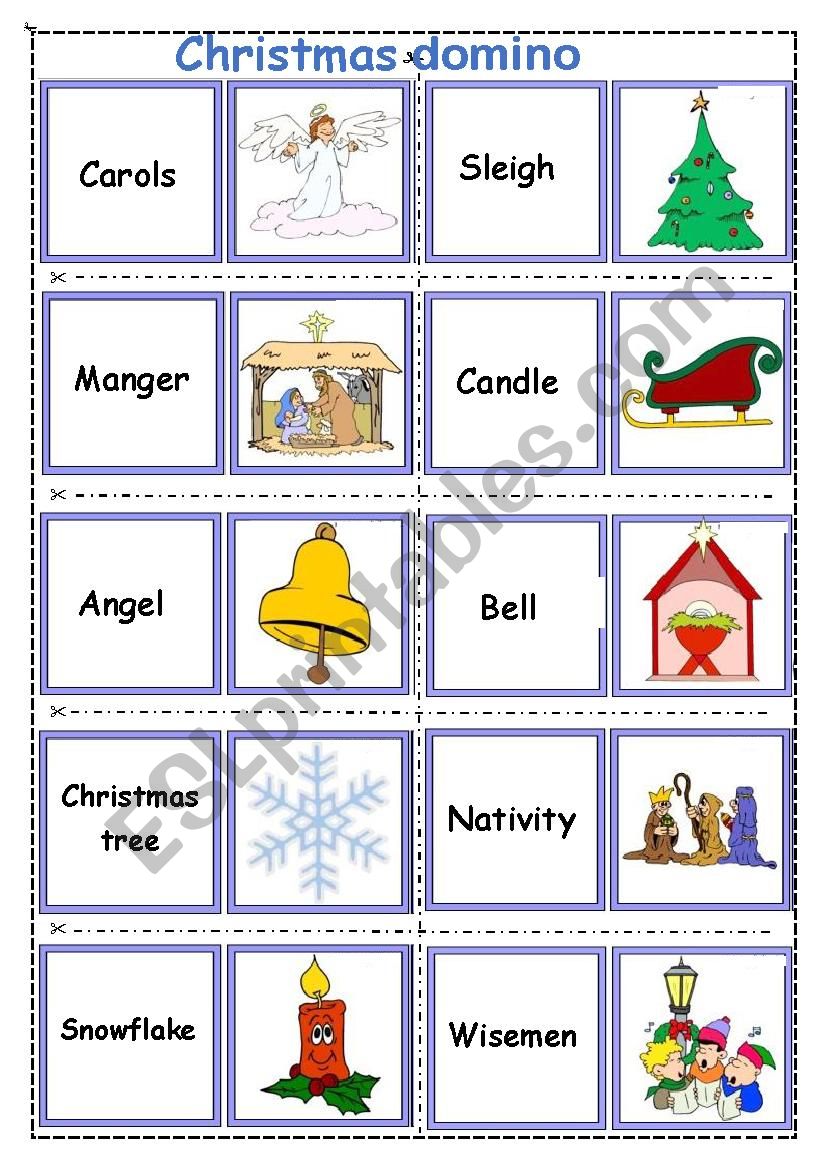 Christmas domino worksheet