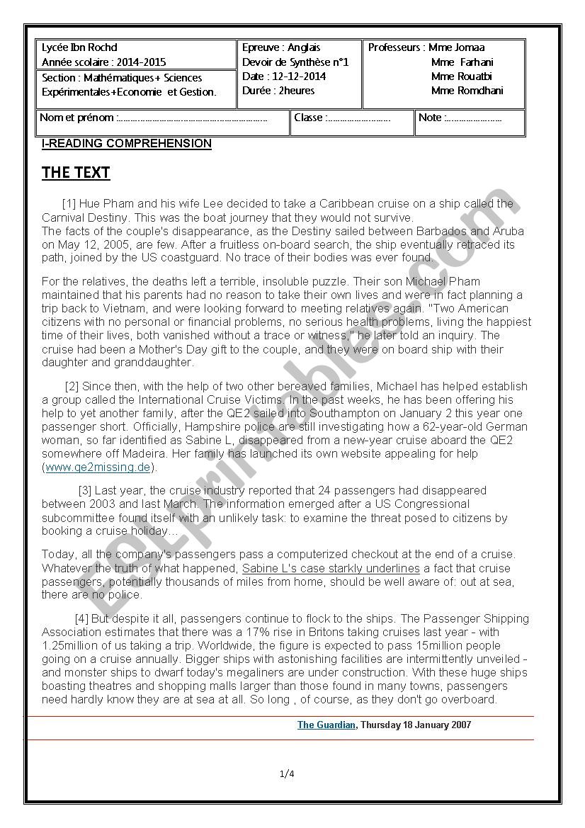 Mid term test nÂ°1 worksheet