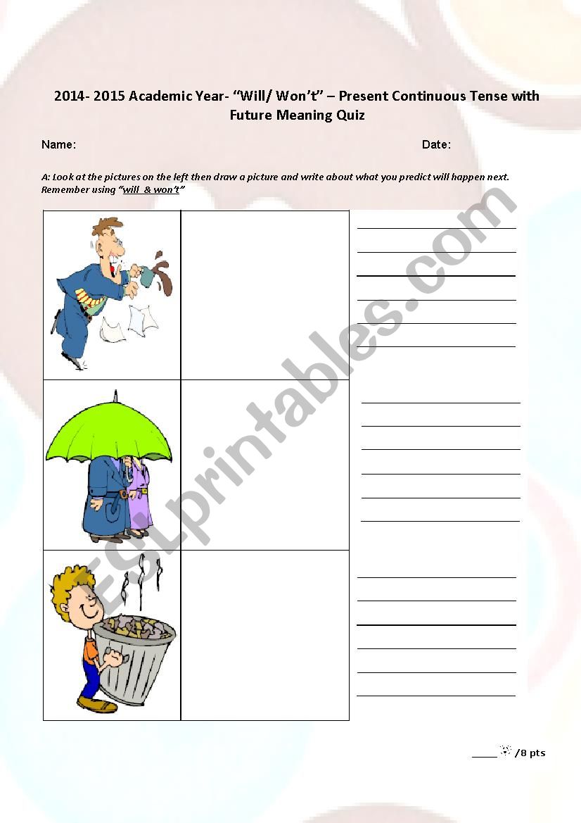 Present Continuous Tense with Future Meaning & Will- wonÂ´t